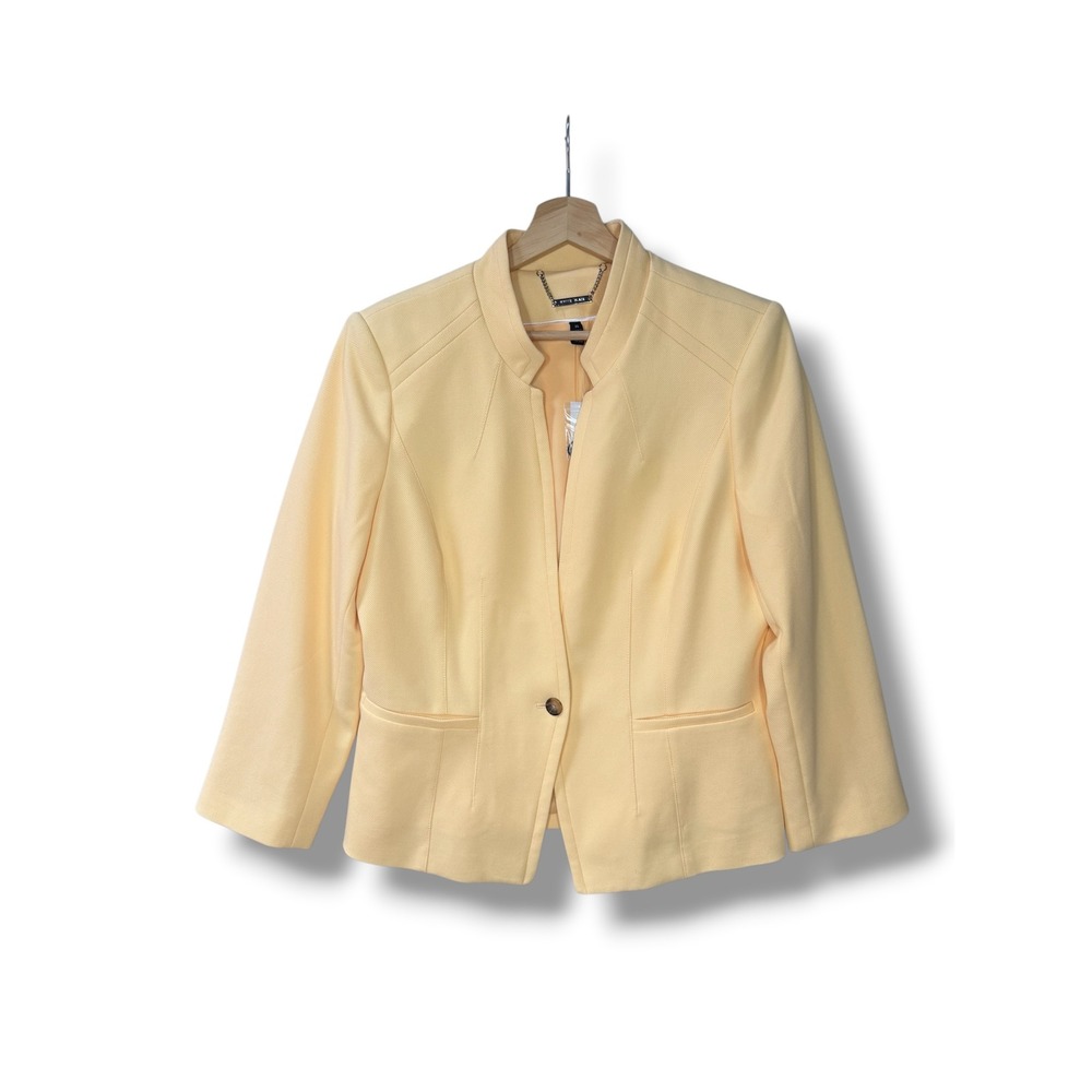 White House Black Market Luxe Flirty Blazer Solaire Yellow Women's 14 NWT